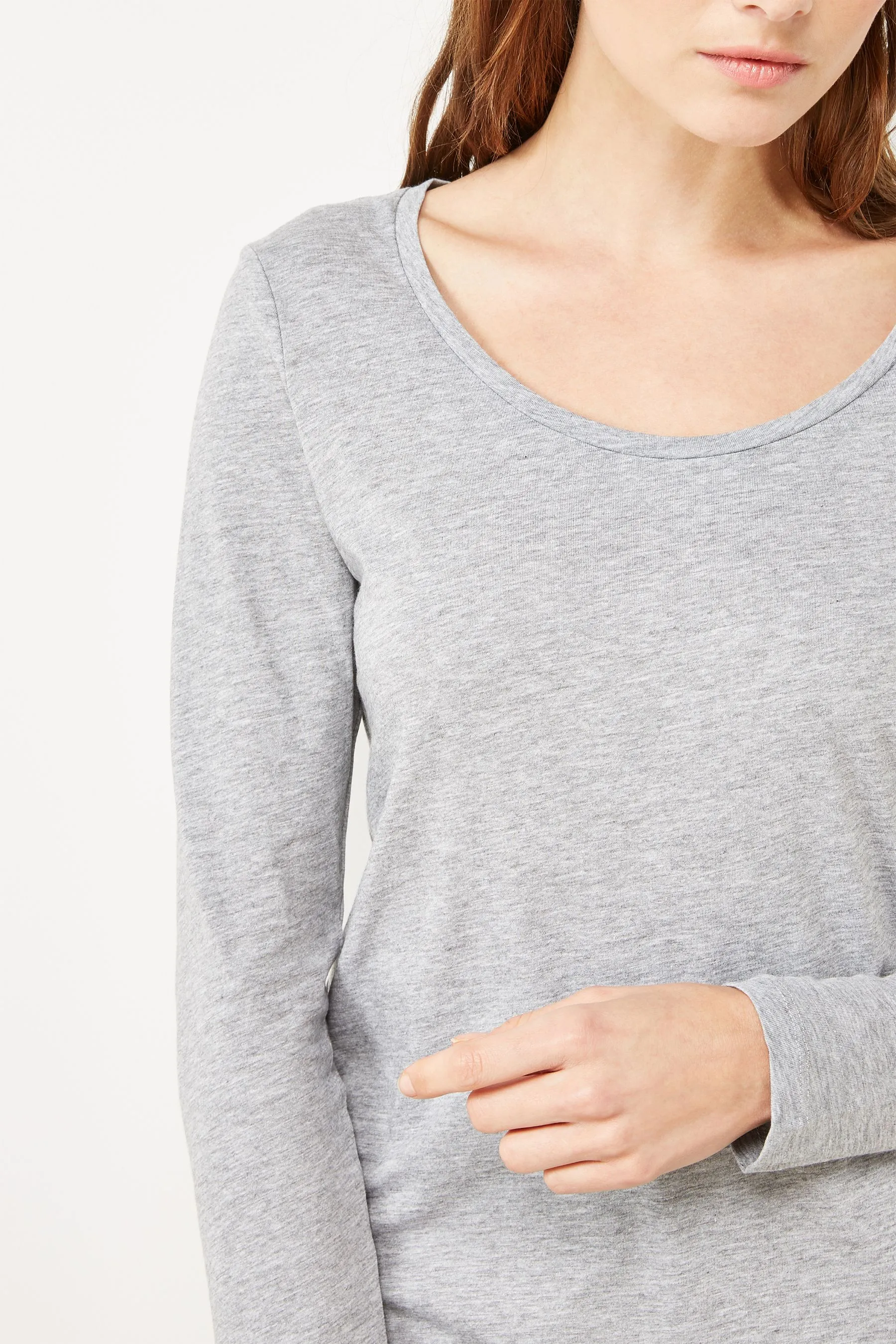 100% Cotone Manica Lunga Girocollo Top    