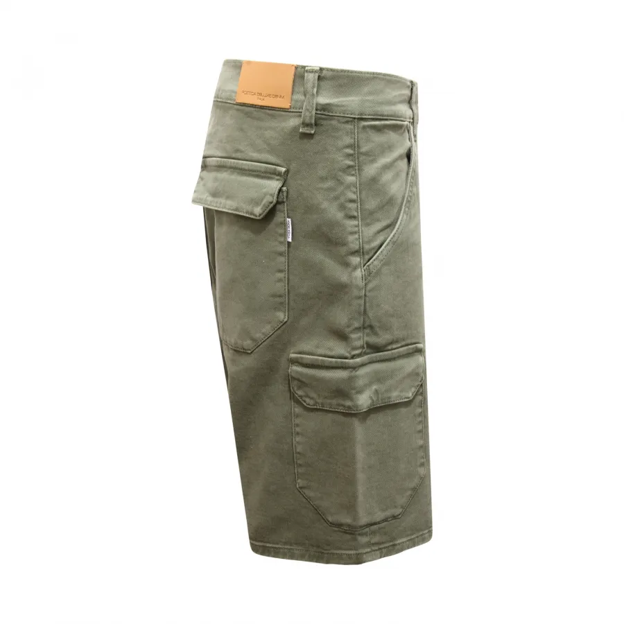 1078AV BERMUDA CARGO UOMO POETICA DELUXE DENIM MAN SHORT GREEN