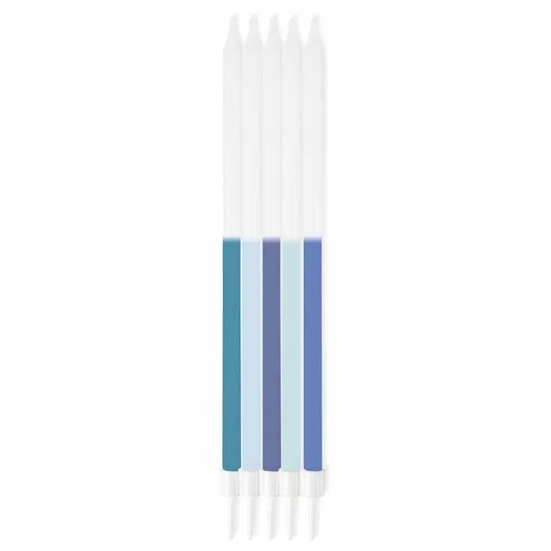 12 candeline giganti blu e bianche 16cm