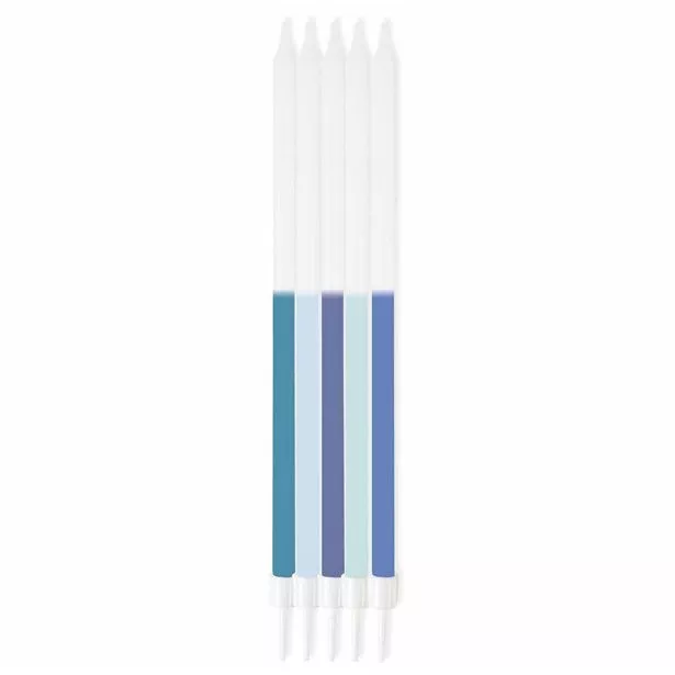 12 candeline giganti blu e bianche 16cm