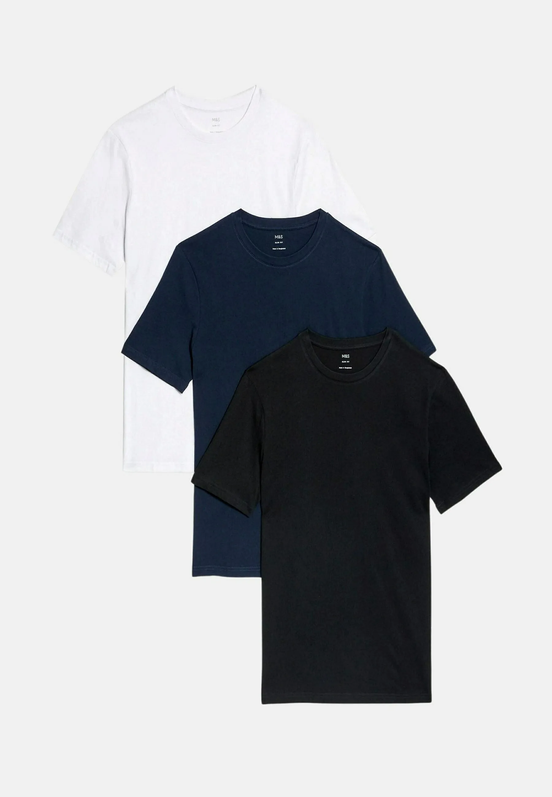 3 PACK PURE COTTON SLIM FIT CREW NECK - T-shirt basic