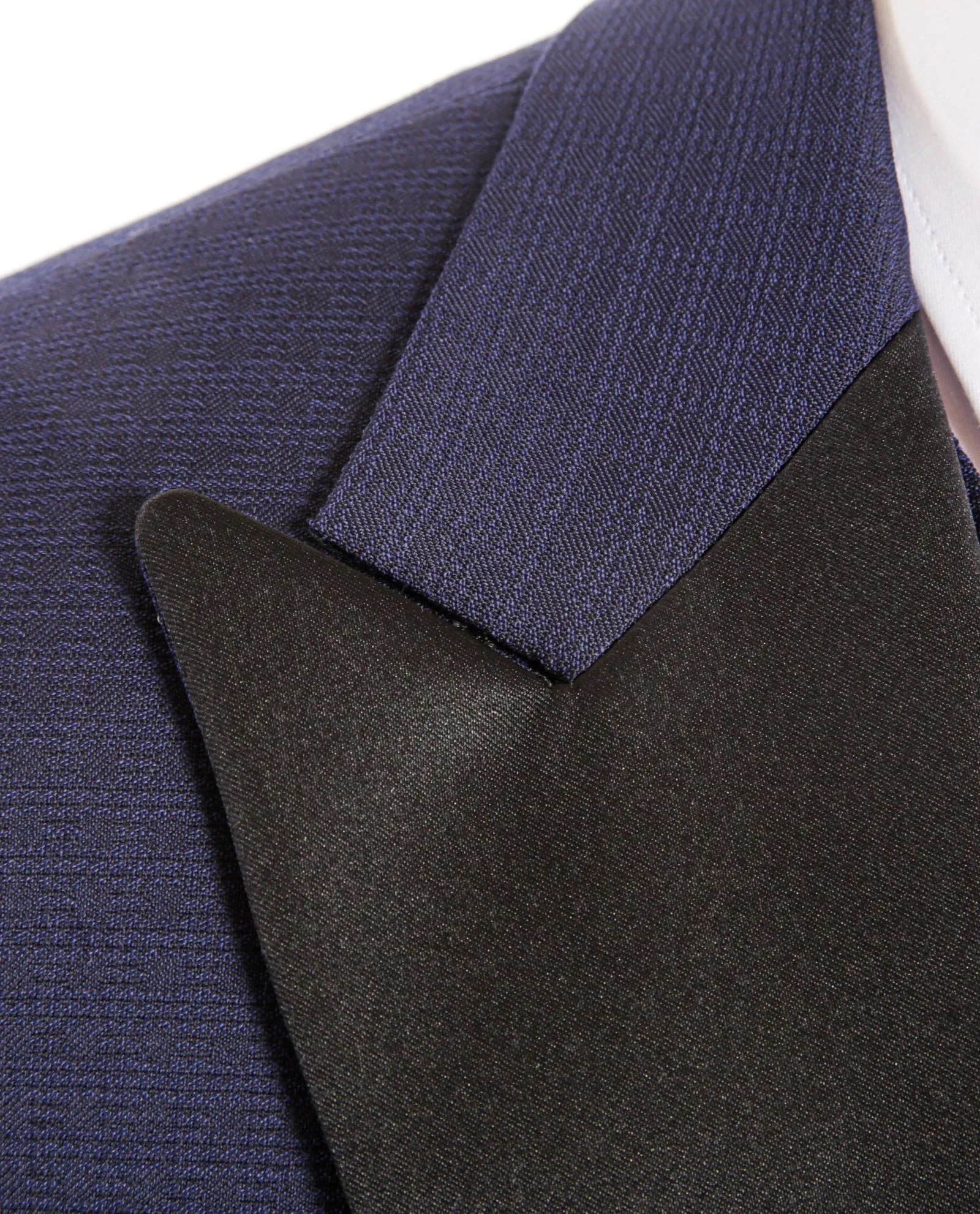 Abito 4 pezzi rever in raso in lana operata blu royal | Manuel Ritz