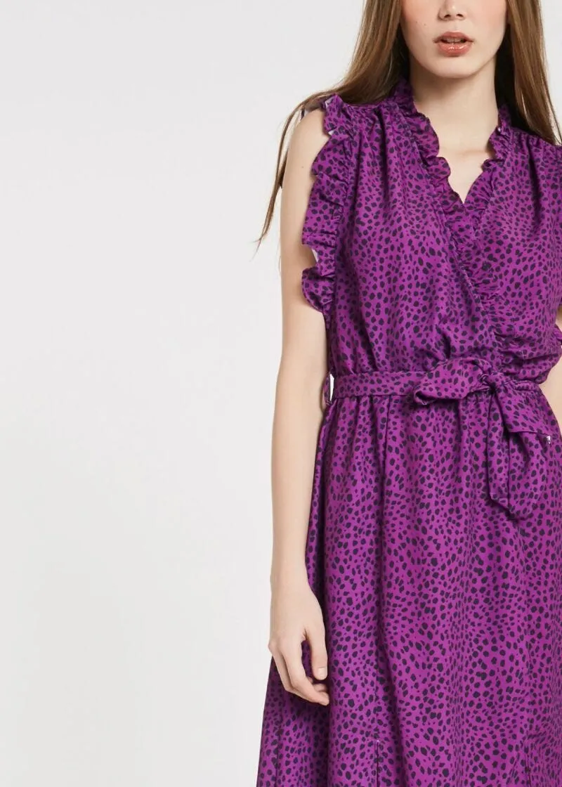 Abito animalier con rouche
