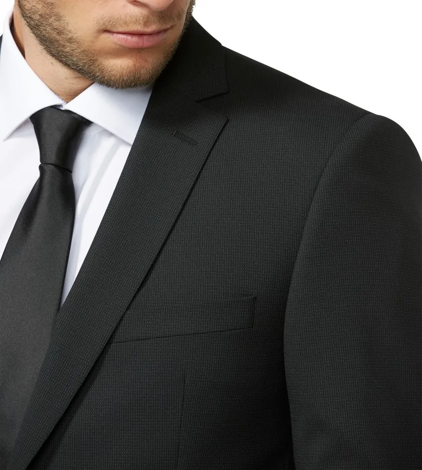 Abito nero micro disegno Digel slim fit lana stretch