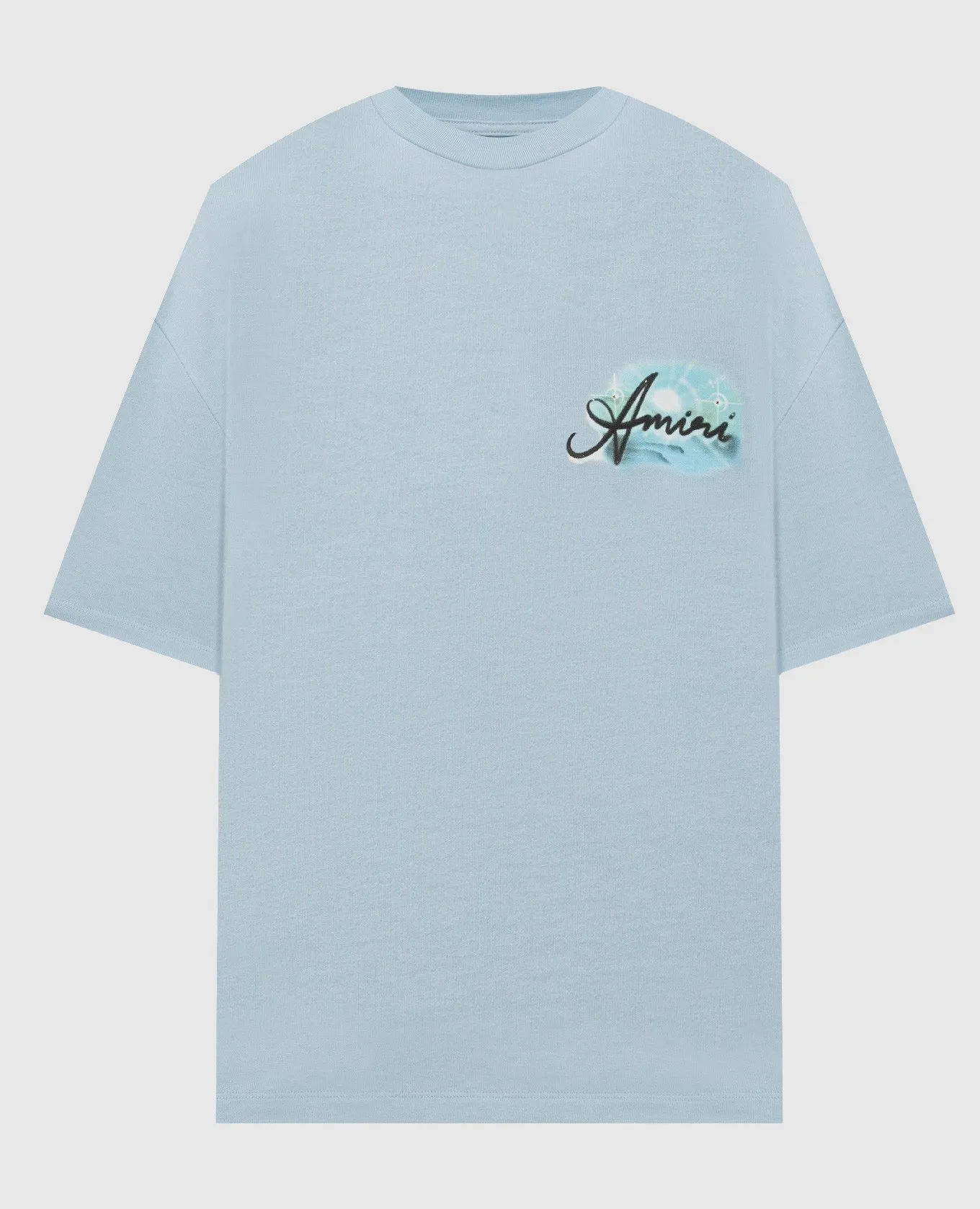 AMIRI T-shirt blu Paradise con stampa graffiti e cristalli AMJYTE1058