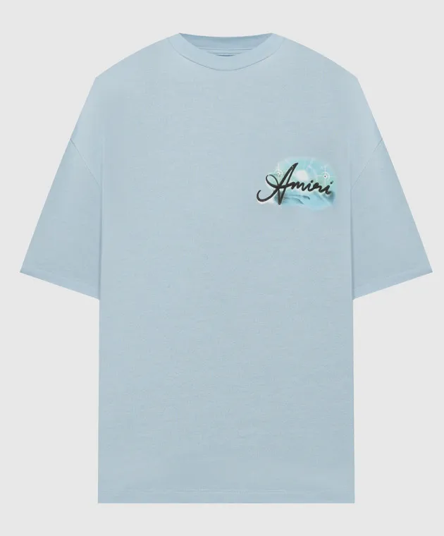 AMIRI T-shirt blu Paradise con stampa graffiti e cristalli AMJYTE1058