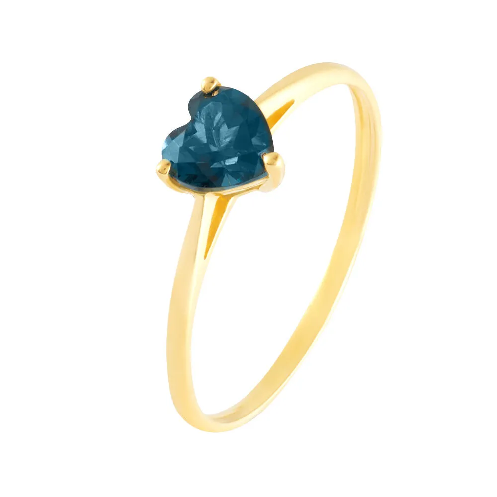 Anello Solitario Cuore Amélie Oro Giallo 375/1000 Topazio London Blue 1426093