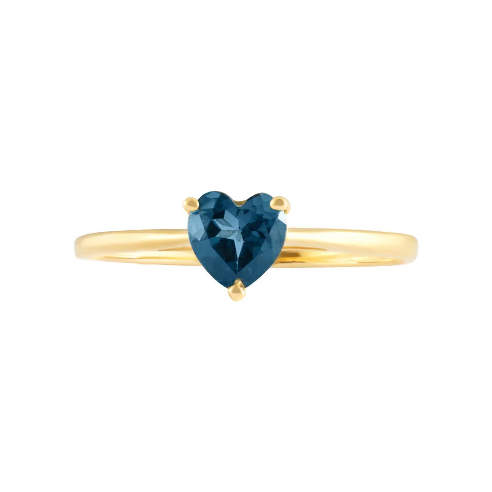 Anello Solitario Cuore Amélie Oro Giallo 375/1000 Topazio London Blue 1426093