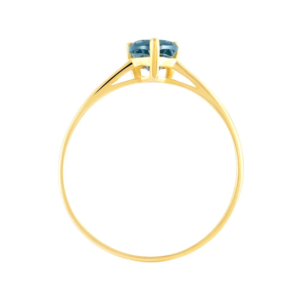 Anello Solitario Cuore Amélie Oro Giallo 375/1000 Topazio London Blue 1426093