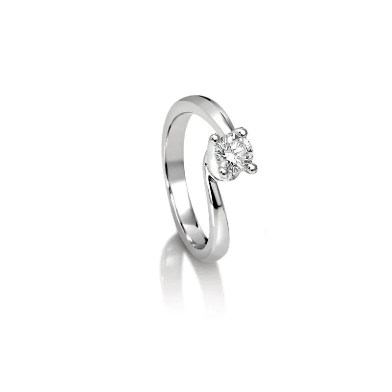 Anello Solitario in Oro Bianco 18 kt. e Diamanti Giorgio Visconti