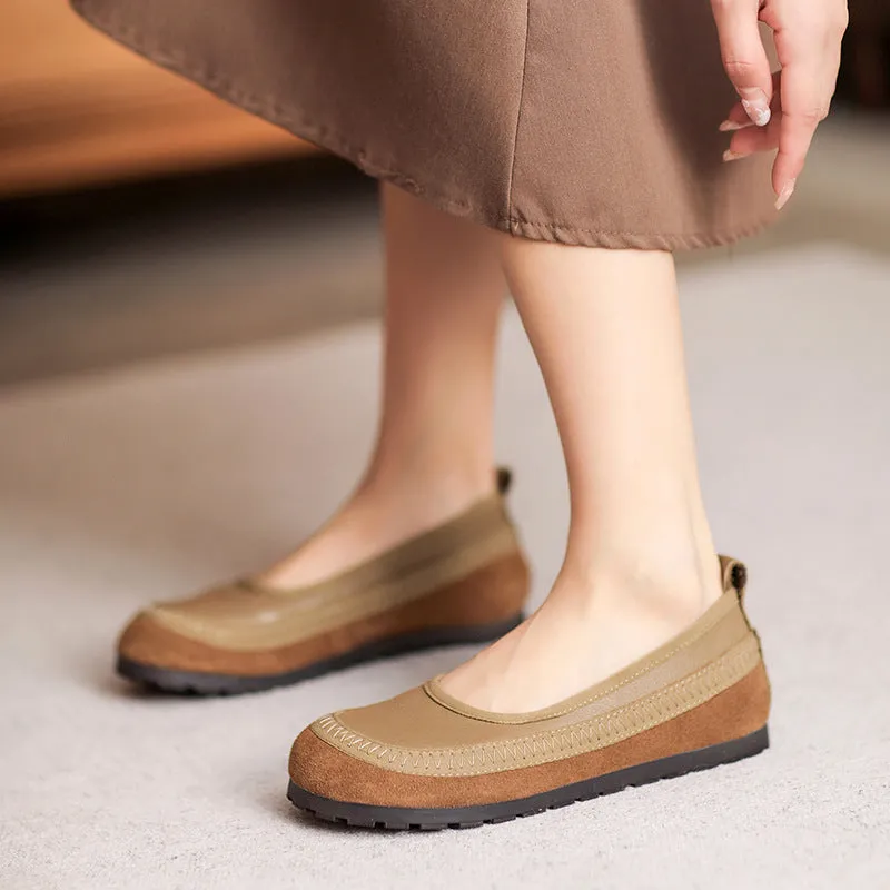Appartamenti casual da donna in morbida pelle retrò