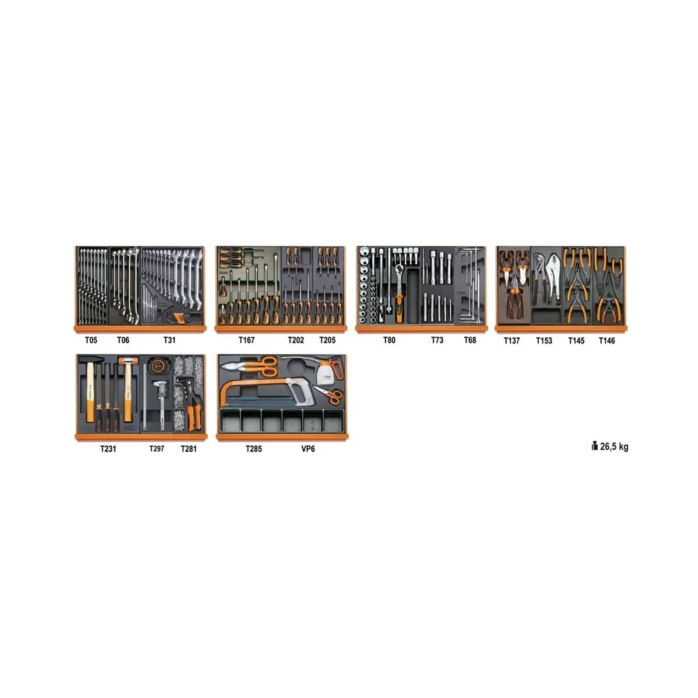 Assortimento di 142 utensili per manutenzioni industriali in termoformato rigido in ABS - Beta 5904VI/3T