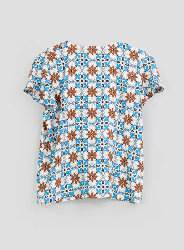 Blusa in tessuto stampato turchese - iBlues