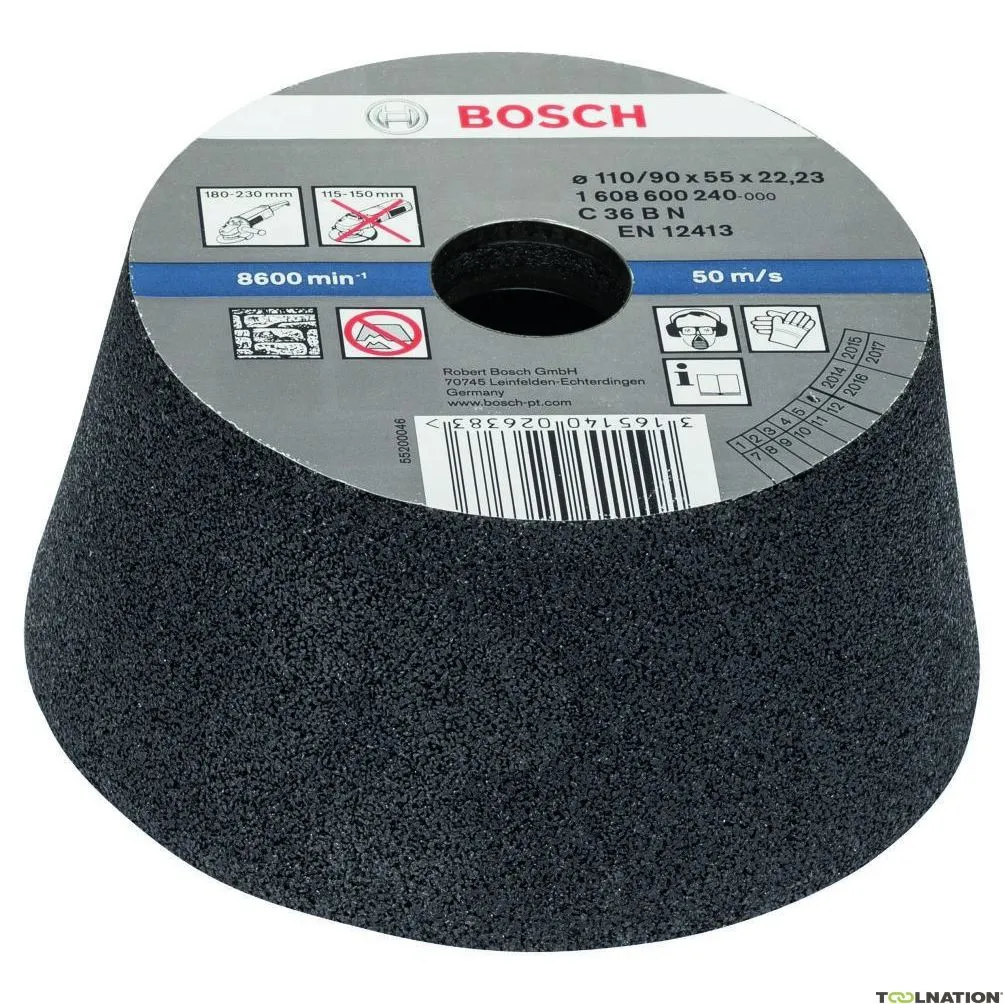 Bosch Professional Accessori 1608600240 Vasca di levigatura, conica - pietra/cemento 90 mm, 110 mm, 55 mm, 30