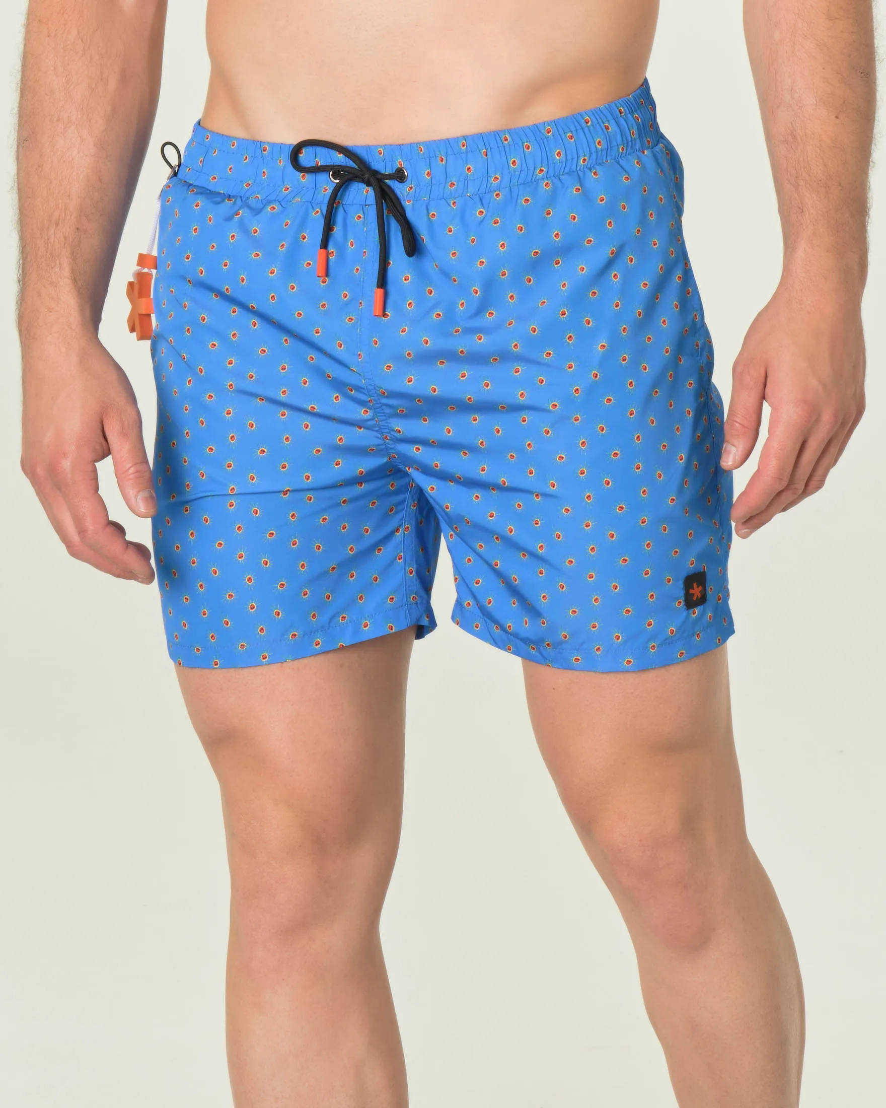 Boxer mare celeste con stampa grafica micro sole