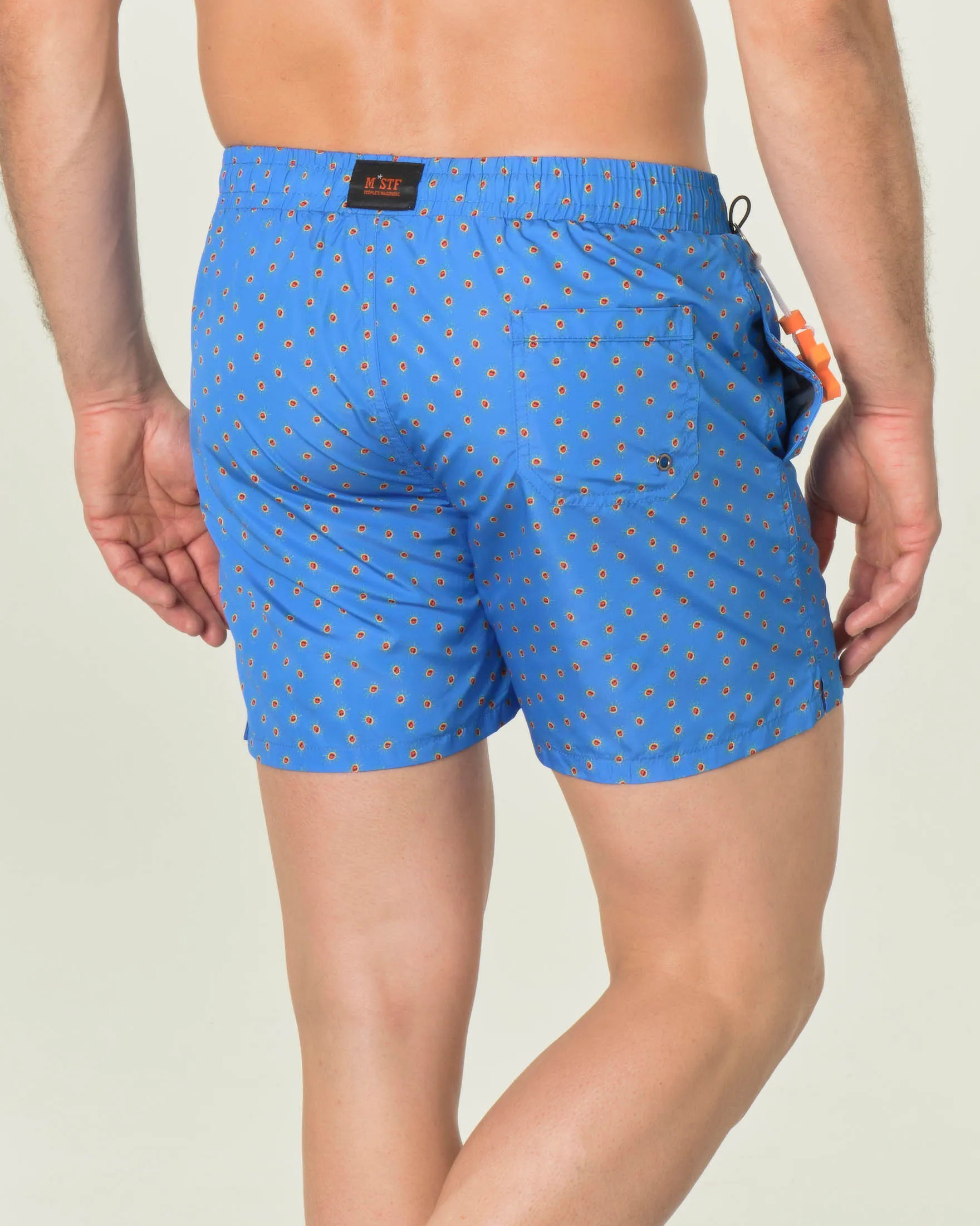 Boxer mare celeste con stampa grafica micro sole