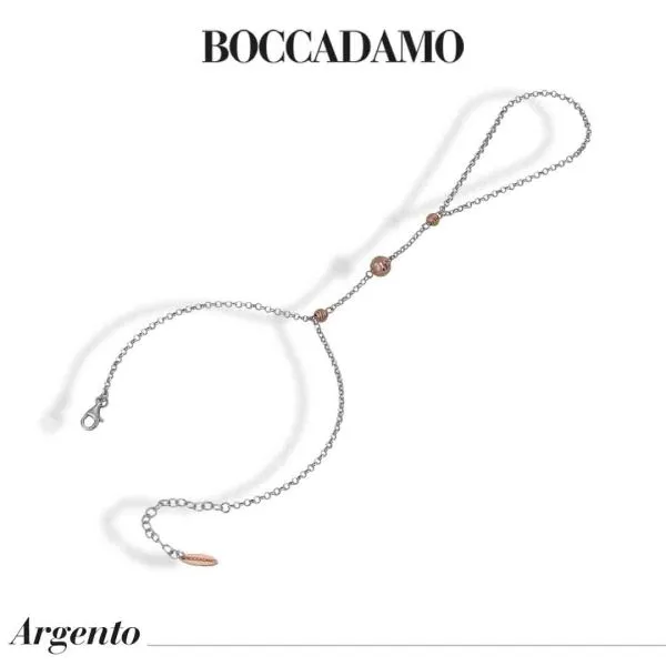 Bracciale baciamano placcato oro rosa a sfere diamantate    