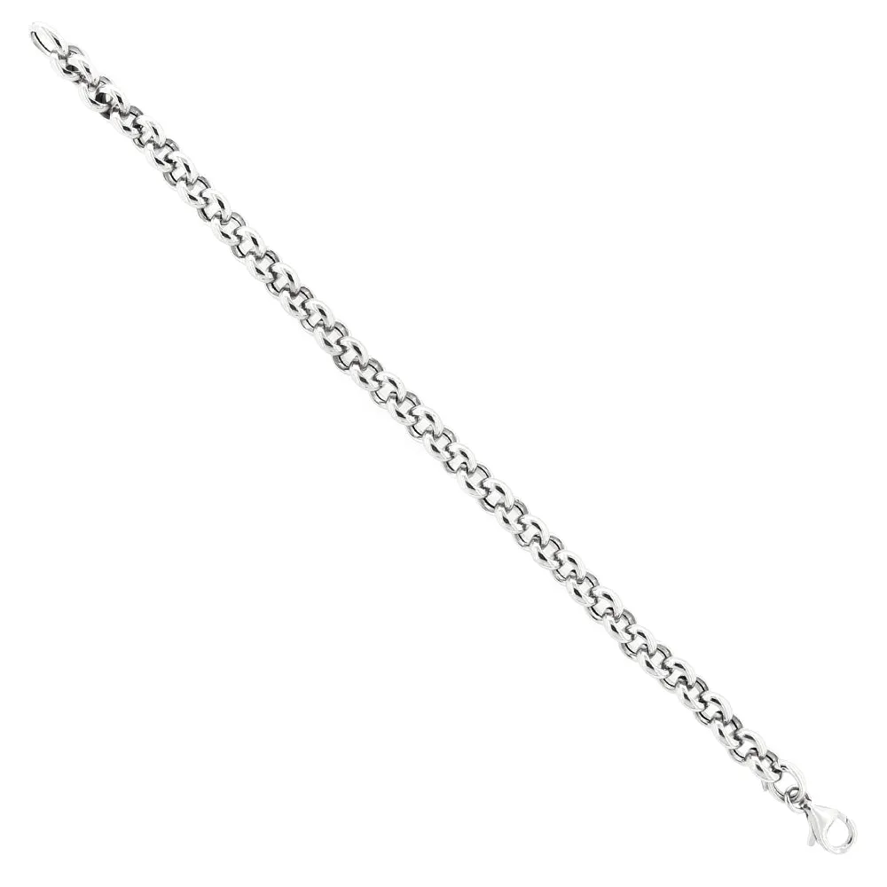 Bracciale Donna in Oro Bianco Maglia Rolo Vuota