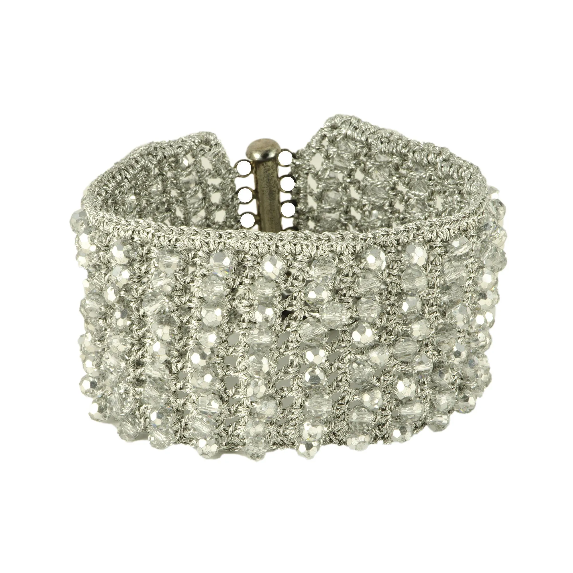 BRACCIALE IN ARGENTO E TESSUTO