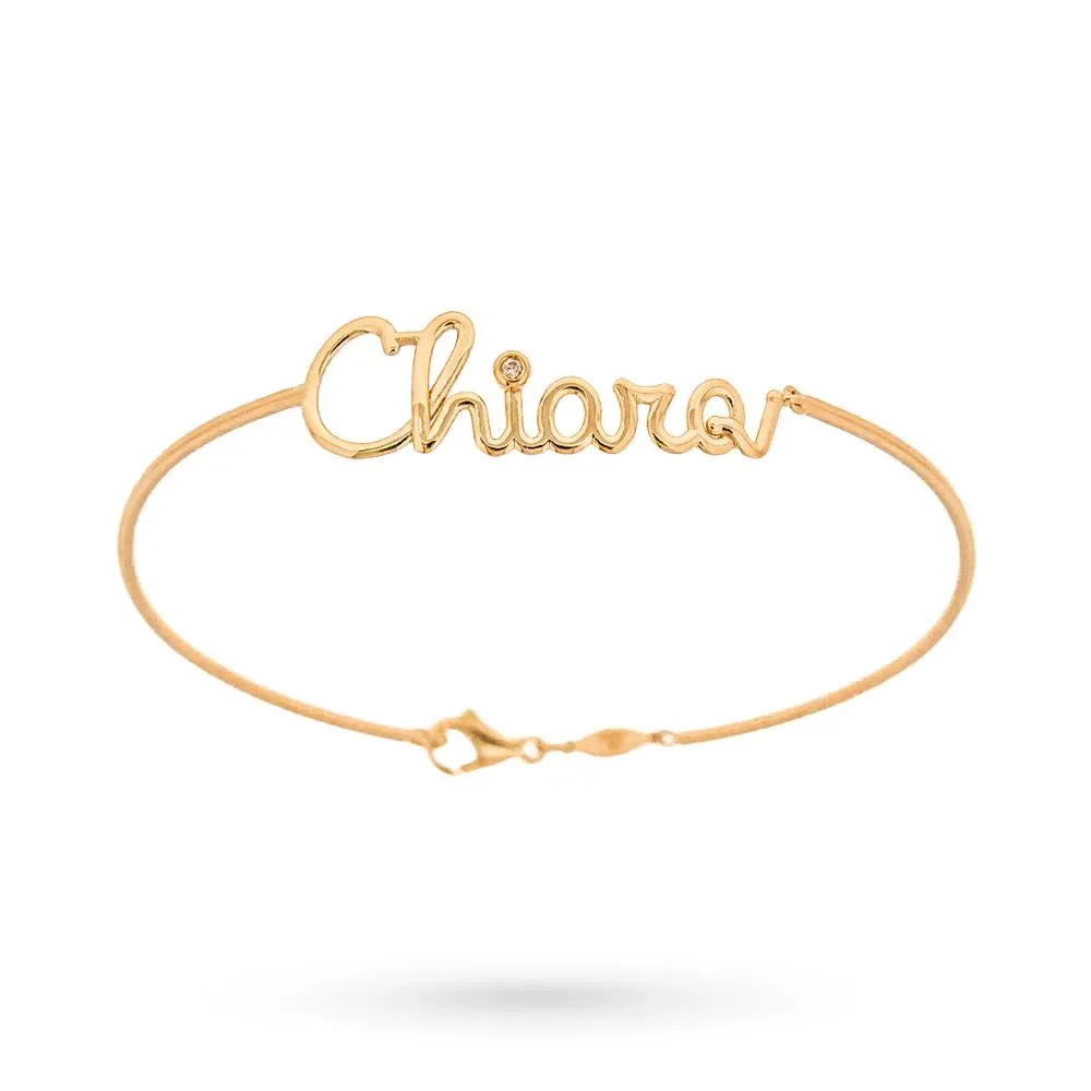 Bracciale personalizzato nome Chiara oro giallo 18kt diamantino