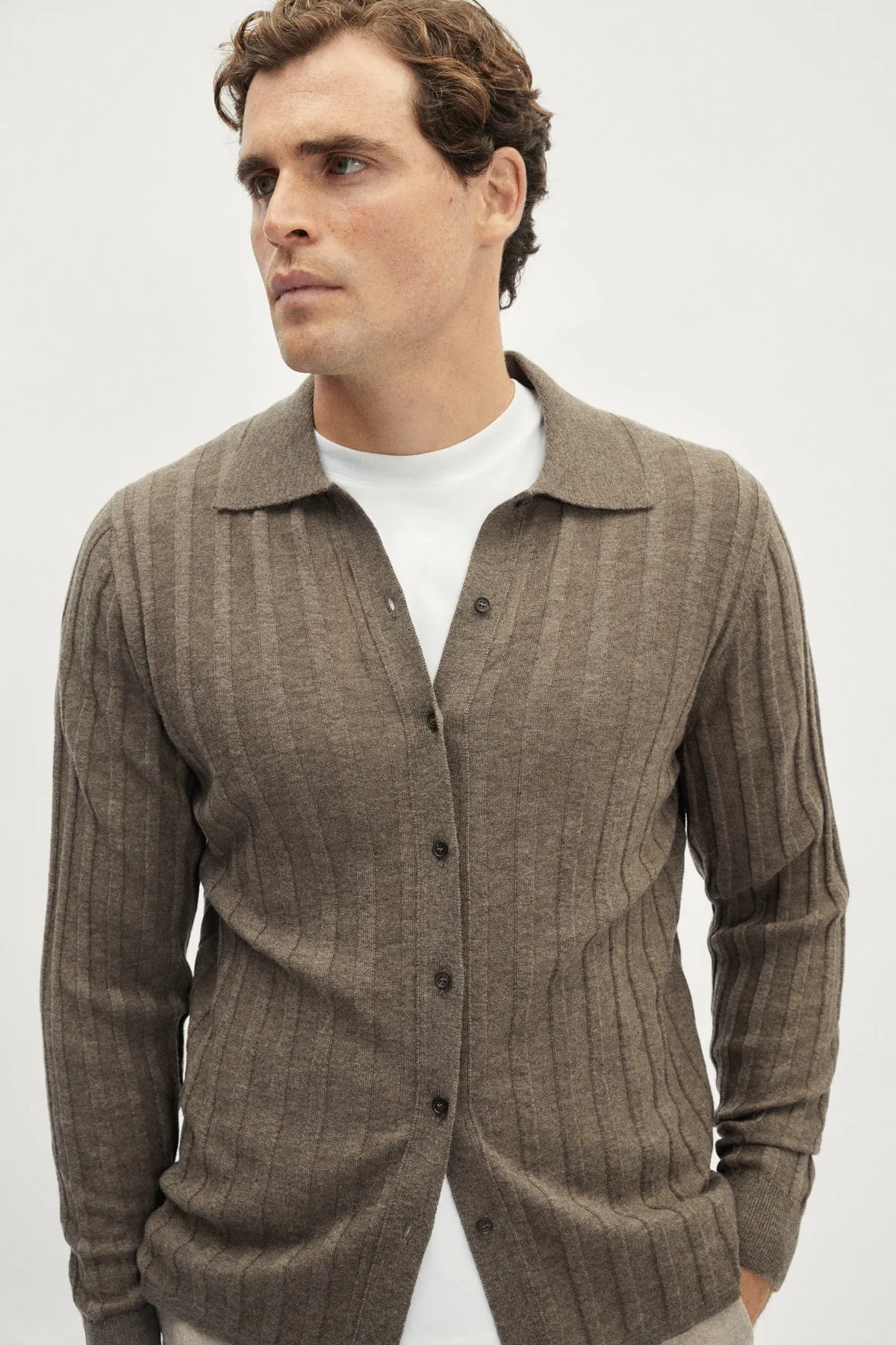 Camicia a Coste in Lana Ultrasoft