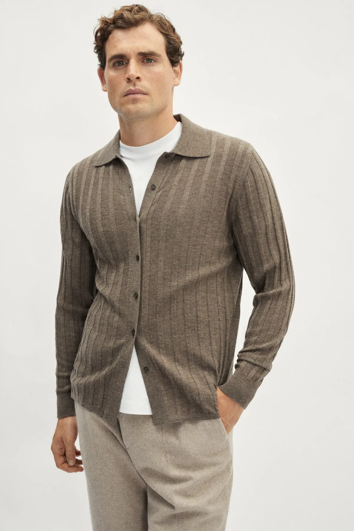 Camicia a Coste in Lana Ultrasoft