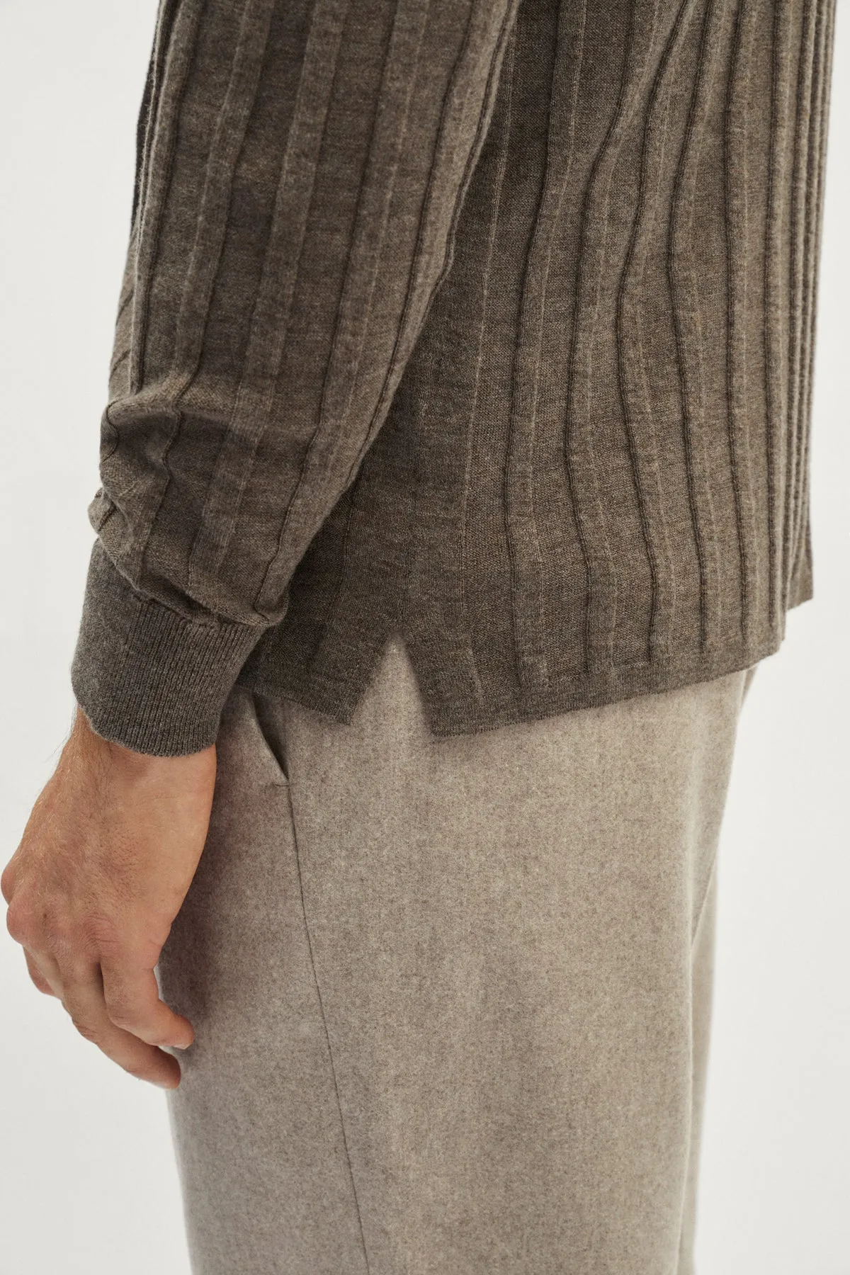 Camicia a Coste in Lana Ultrasoft