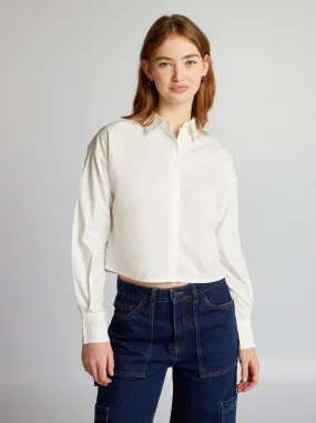 Camicia cropped in popeline - BIANCO
