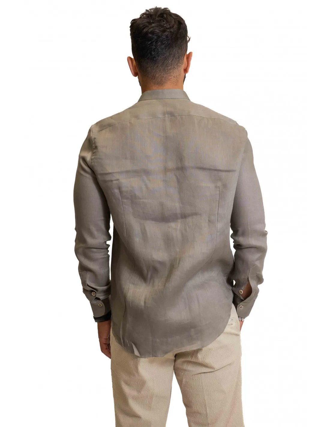 Camicia Filangieri - Collo Coreano - Lino Fango