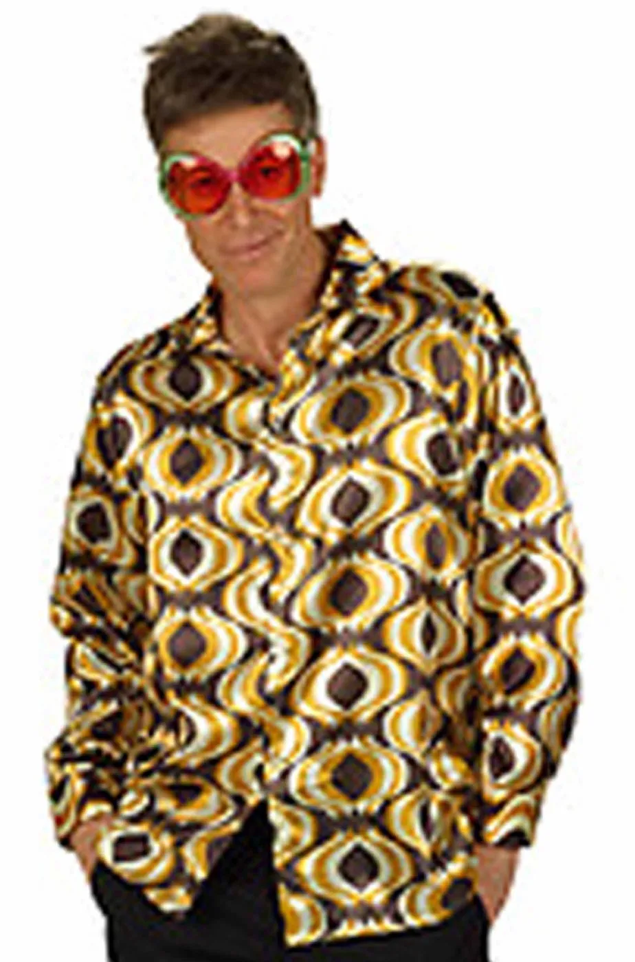 Camicia uomo anni 70 psichedelica gialla e nera
