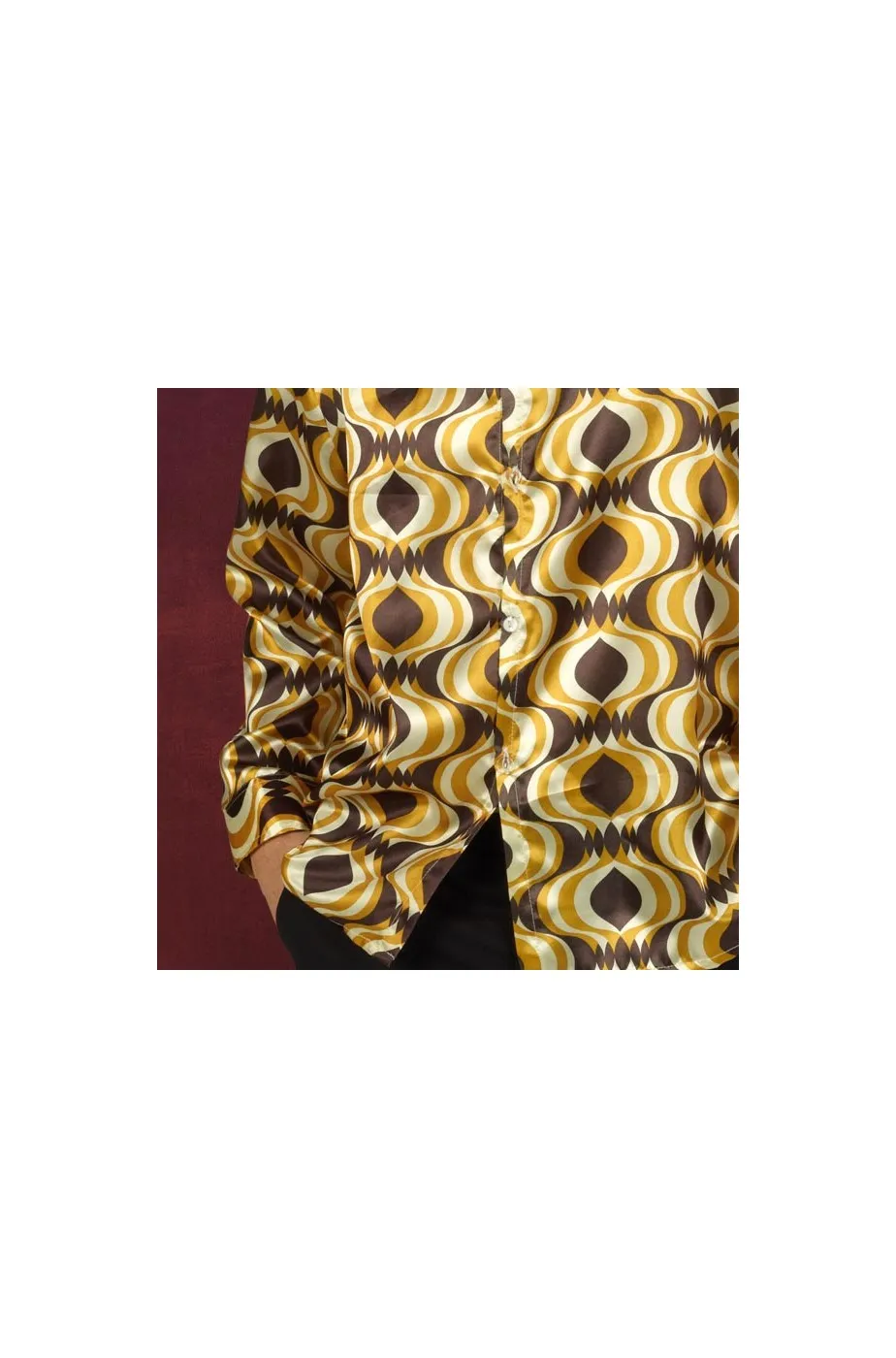 Camicia uomo anni 70 psichedelica gialla e nera
