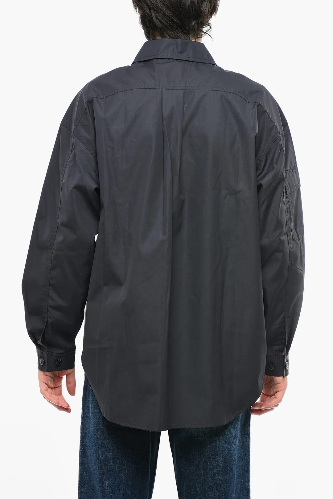 Camicia Utility in Cotone a Collo Francese
