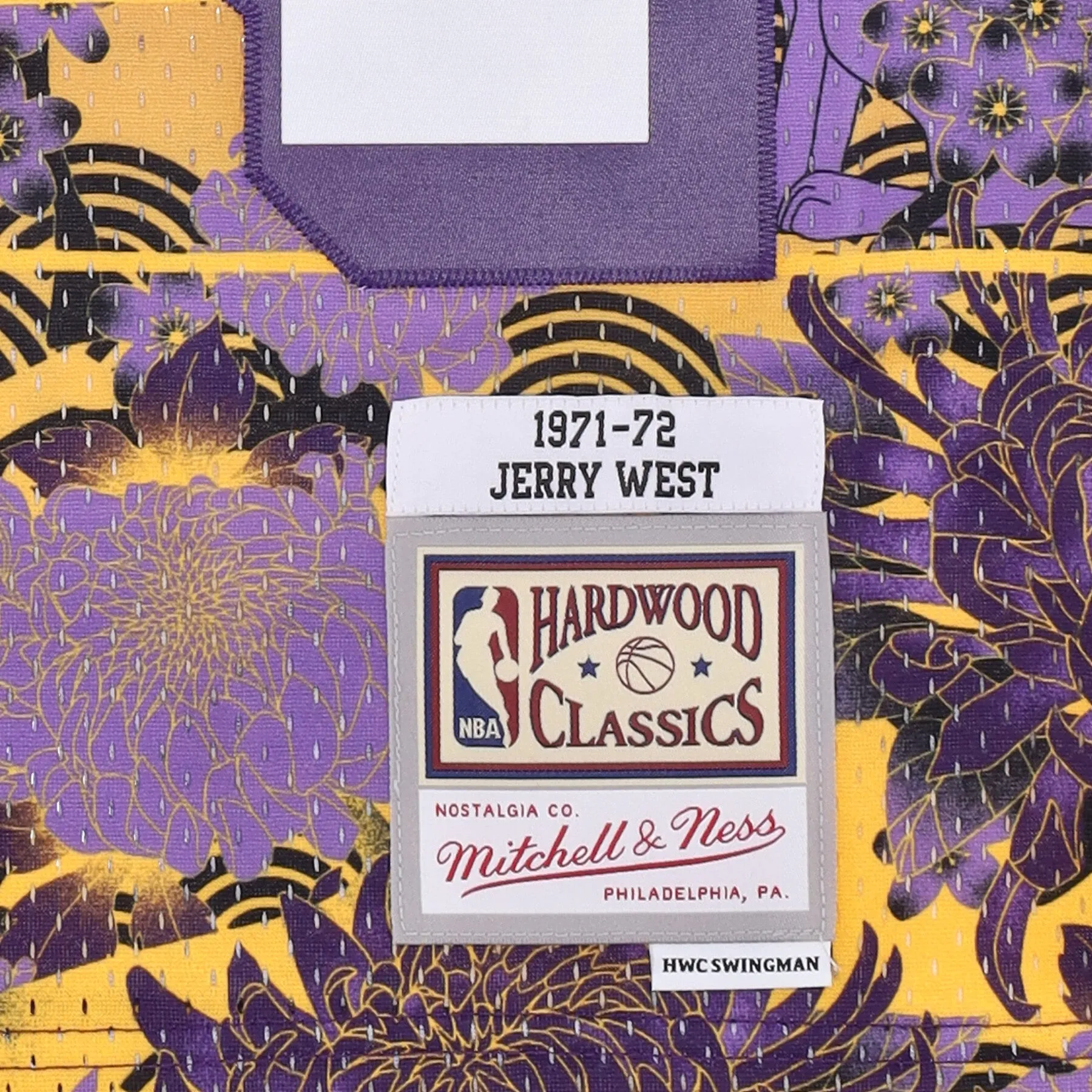 Canotta Basket Uomo Nba Ah Swingman Jersey 5.0 Hardwood Classics 1971 No 44 Jerry West Loslak Purple/yellow