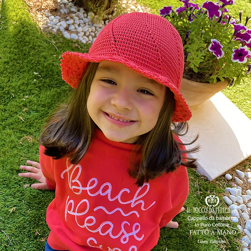 Cappello Bimba Cotone Linea Tulipano - Fatto a Mano