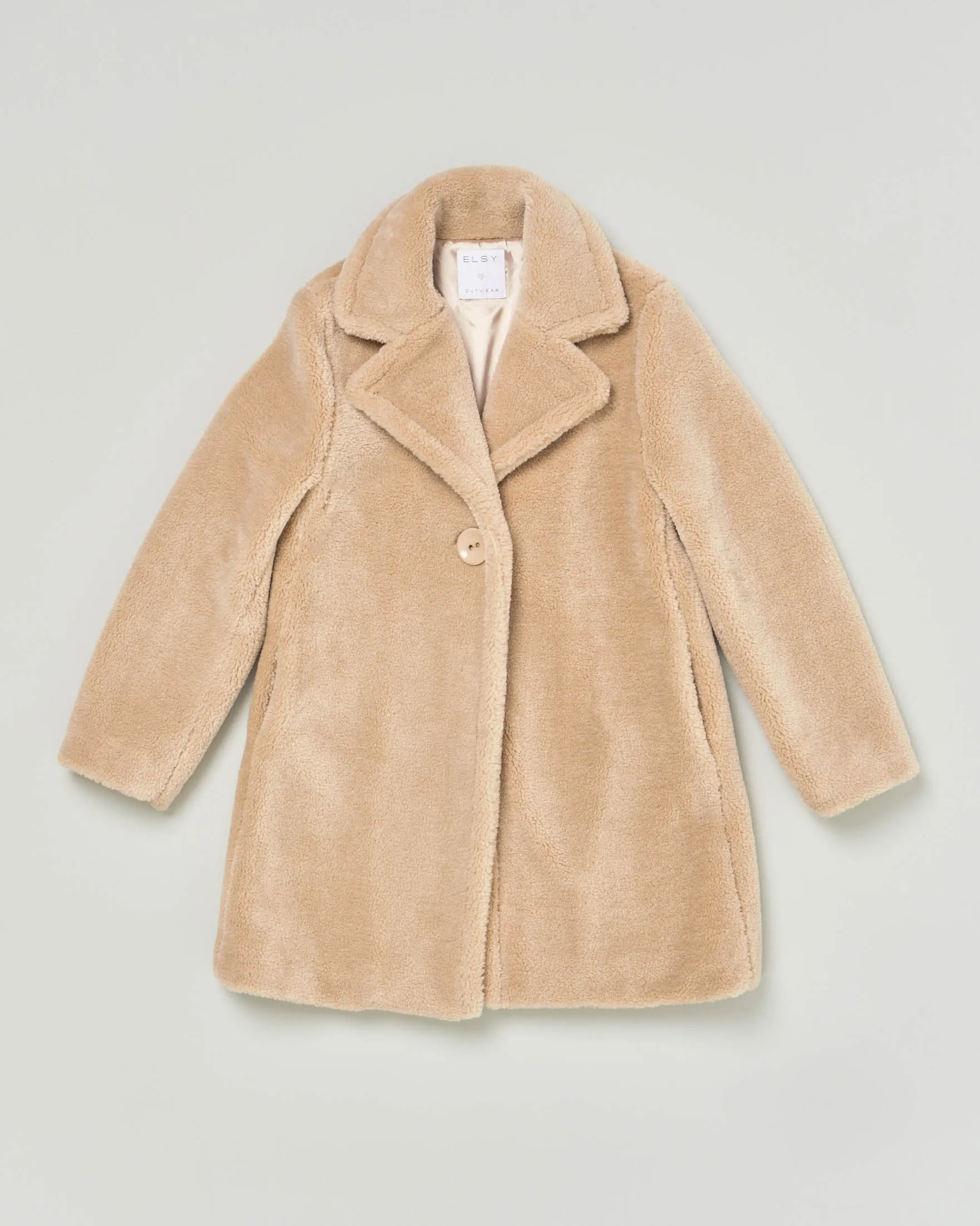 Cappotto beige in tessuto teddy 36-38