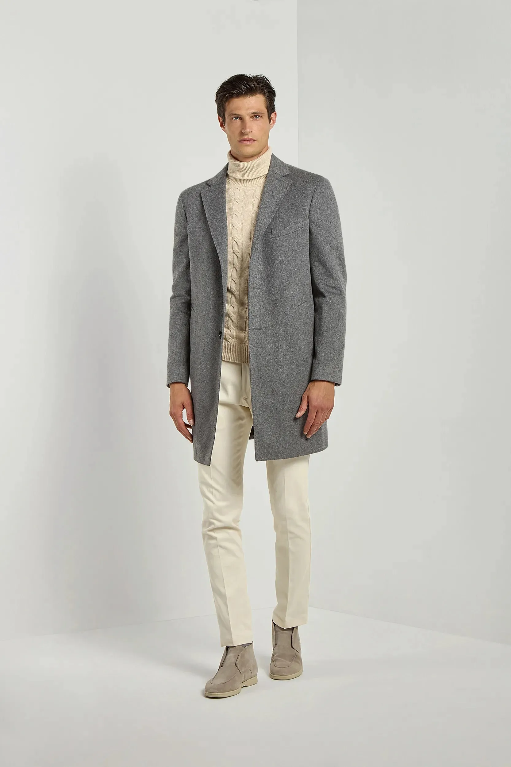 Cappotto grigio in lana Loro Piana – Made in Italy    