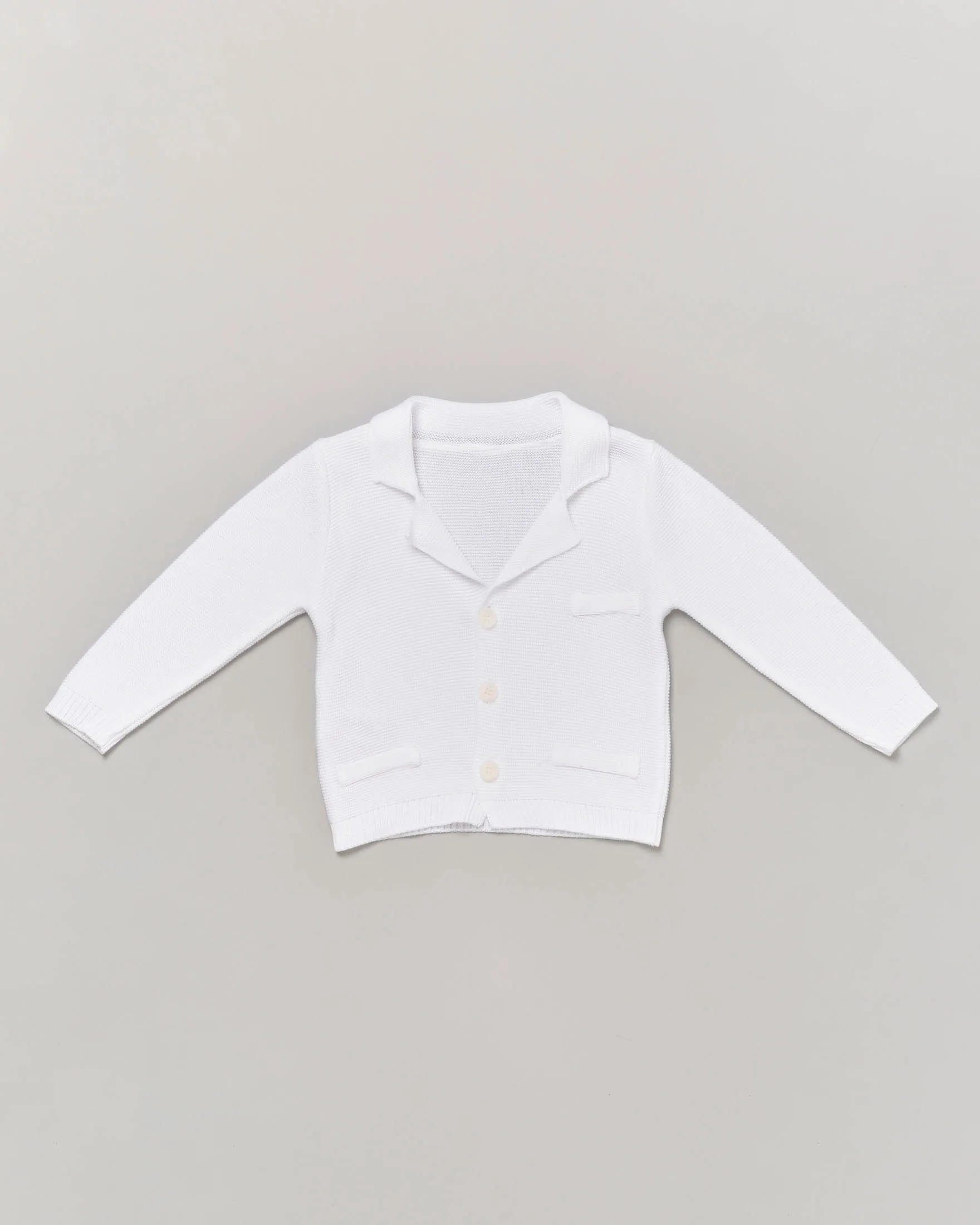 Cardigan bianco in cotone con lavorazione tricot 9-24 mesi