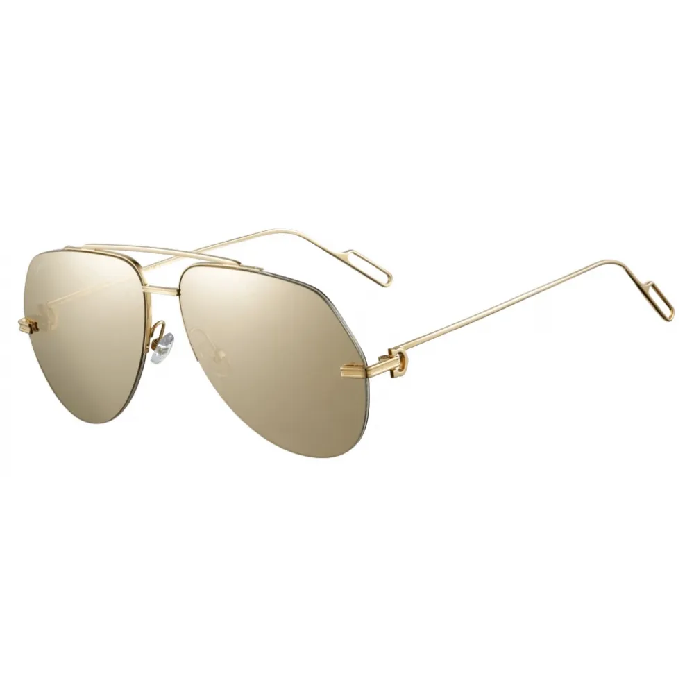 Cartier - Pilot - Oro Giallo Lenti Giallo con Flash Oro - Première de Cartier Collection - Occhiali da Sole - Cartier Eyewear
