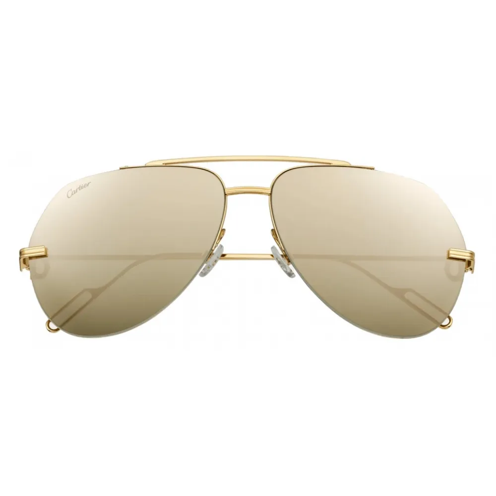 Cartier - Pilot - Oro Giallo Lenti Giallo con Flash Oro - Première de Cartier Collection - Occhiali da Sole - Cartier Eyewear