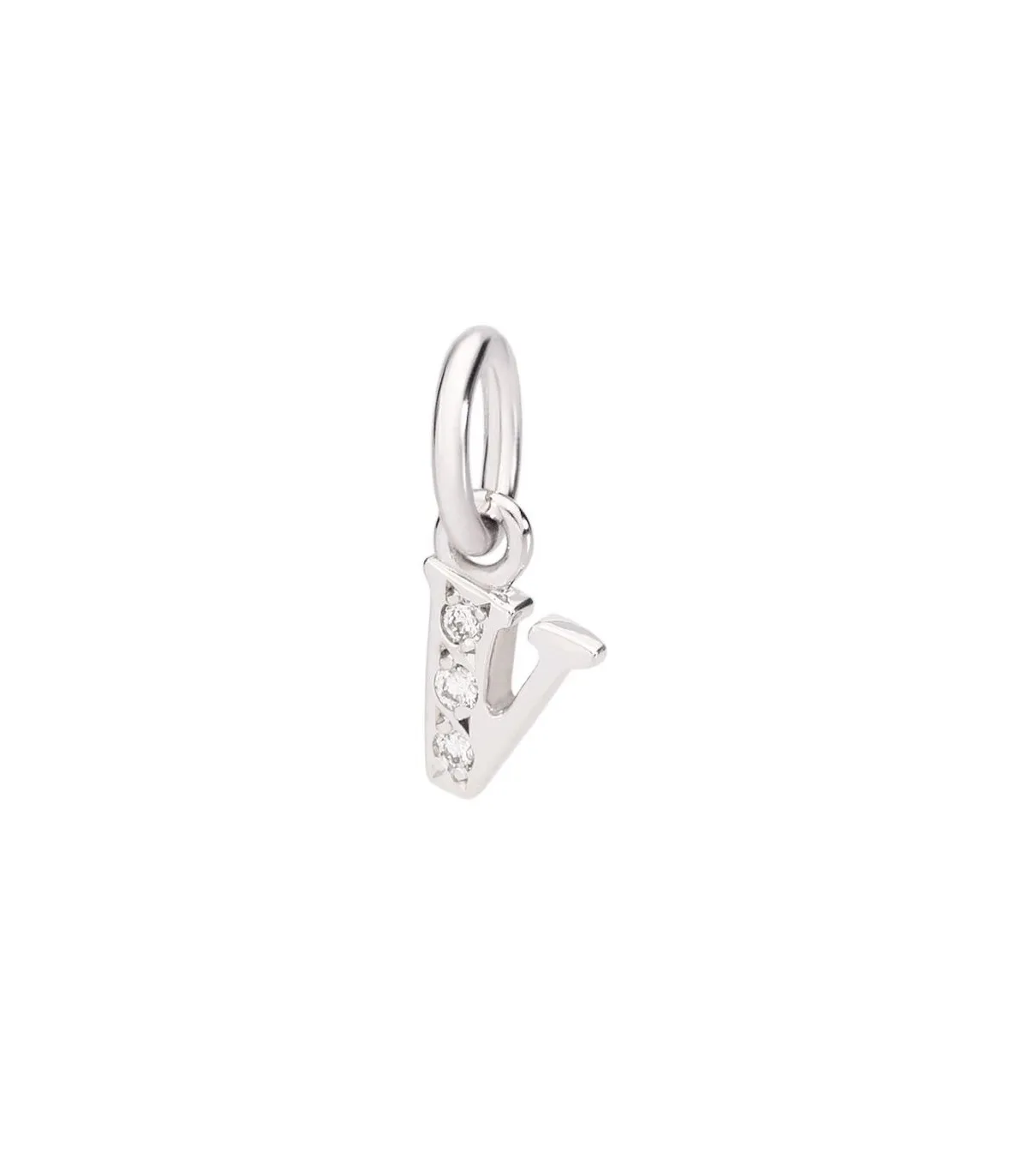 Ciondolo Dodo Lettera V Oro Bianco 18Kt Diamanti DLETPOB/B/V