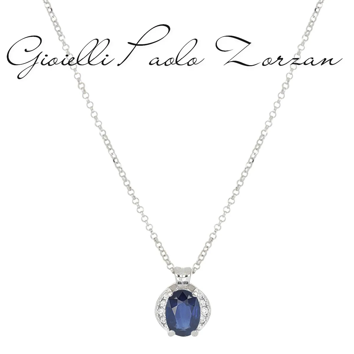 Collana Artlinea in oro bianco 18kt con diamanti e zaffiro CD686/ZB-LB