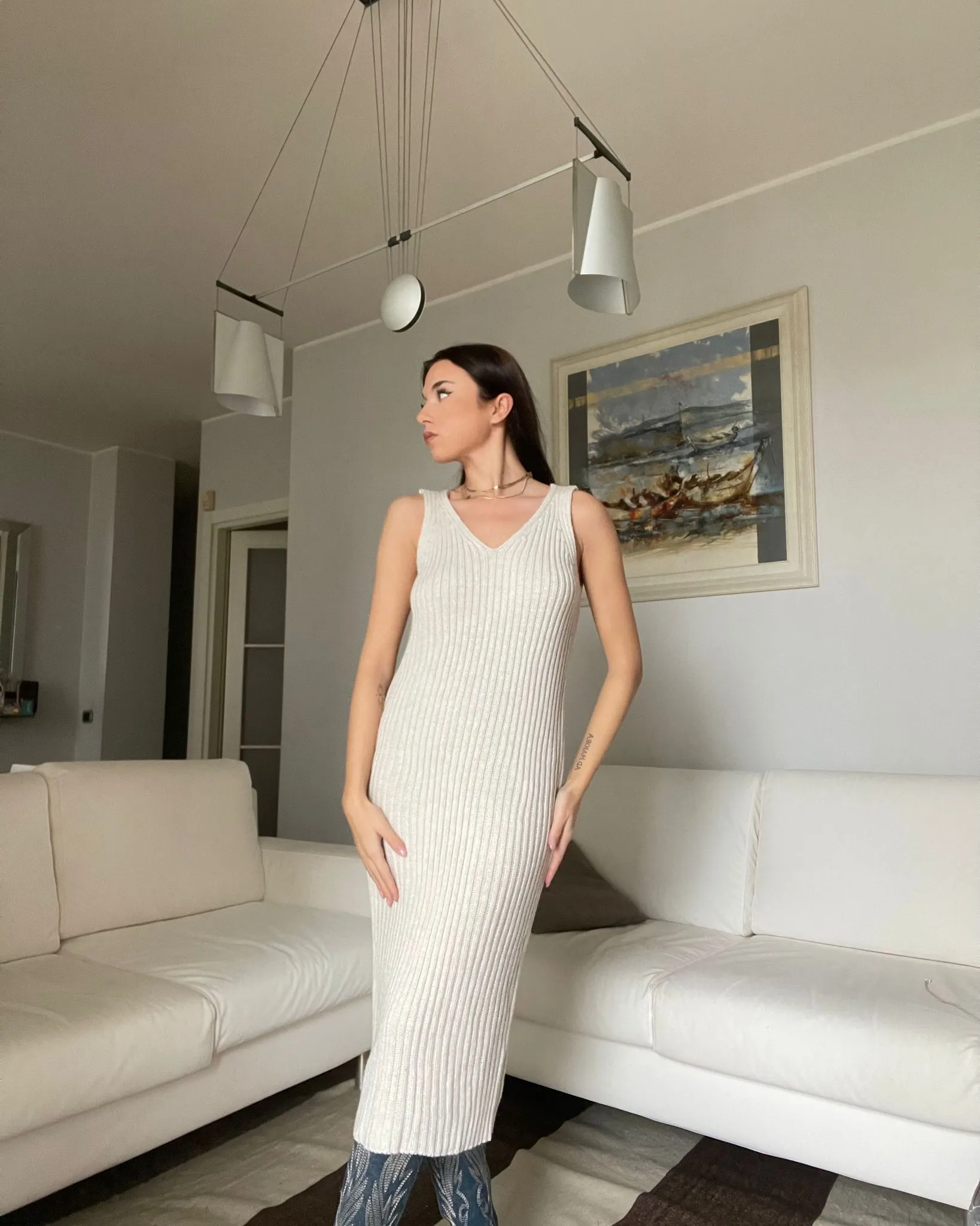 Coordinato vestito in maglia - Beige