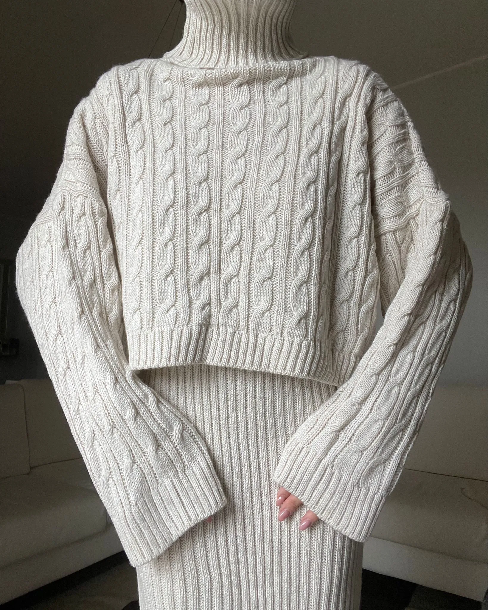 Coordinato vestito in maglia - Beige