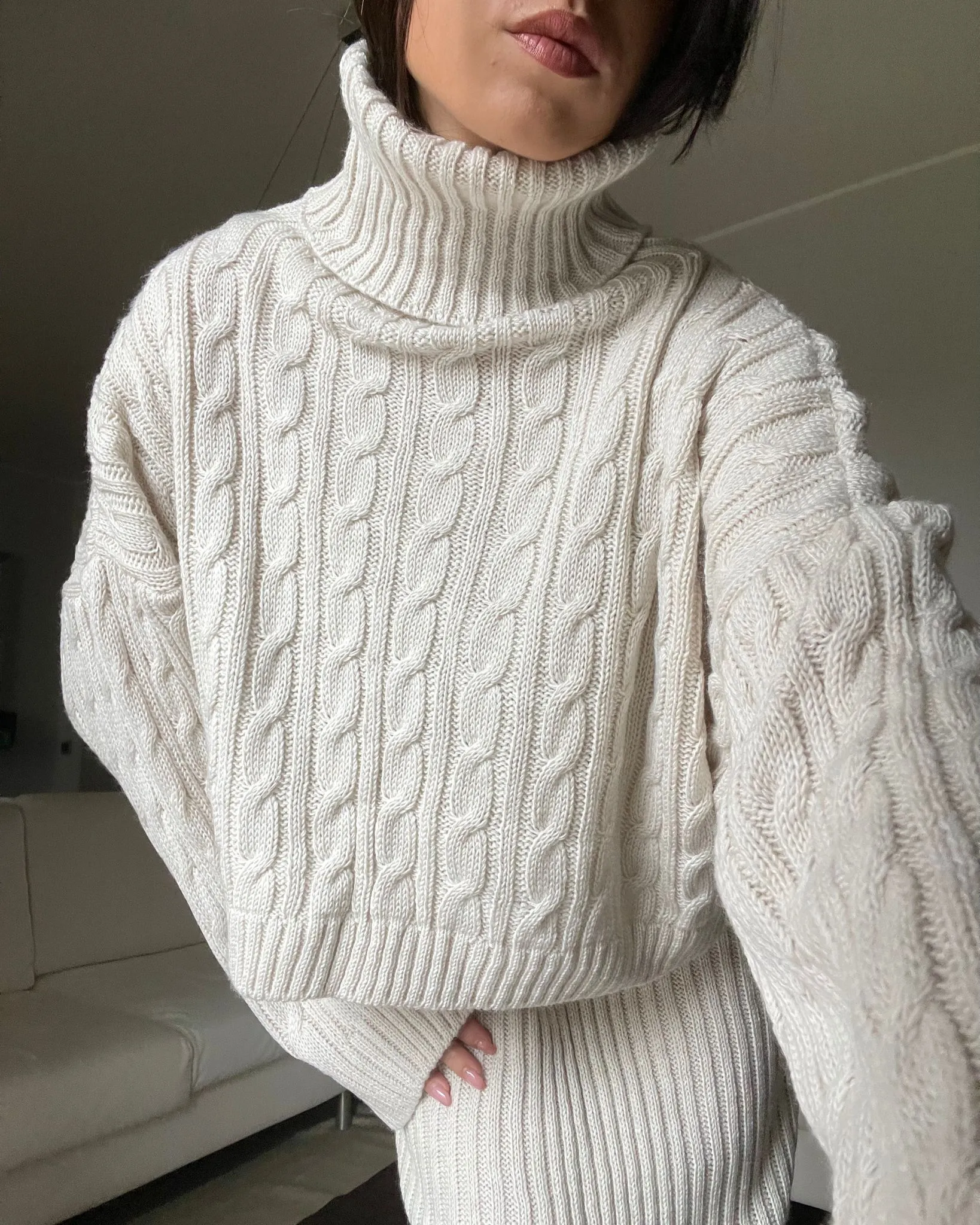 Coordinato vestito in maglia - Beige