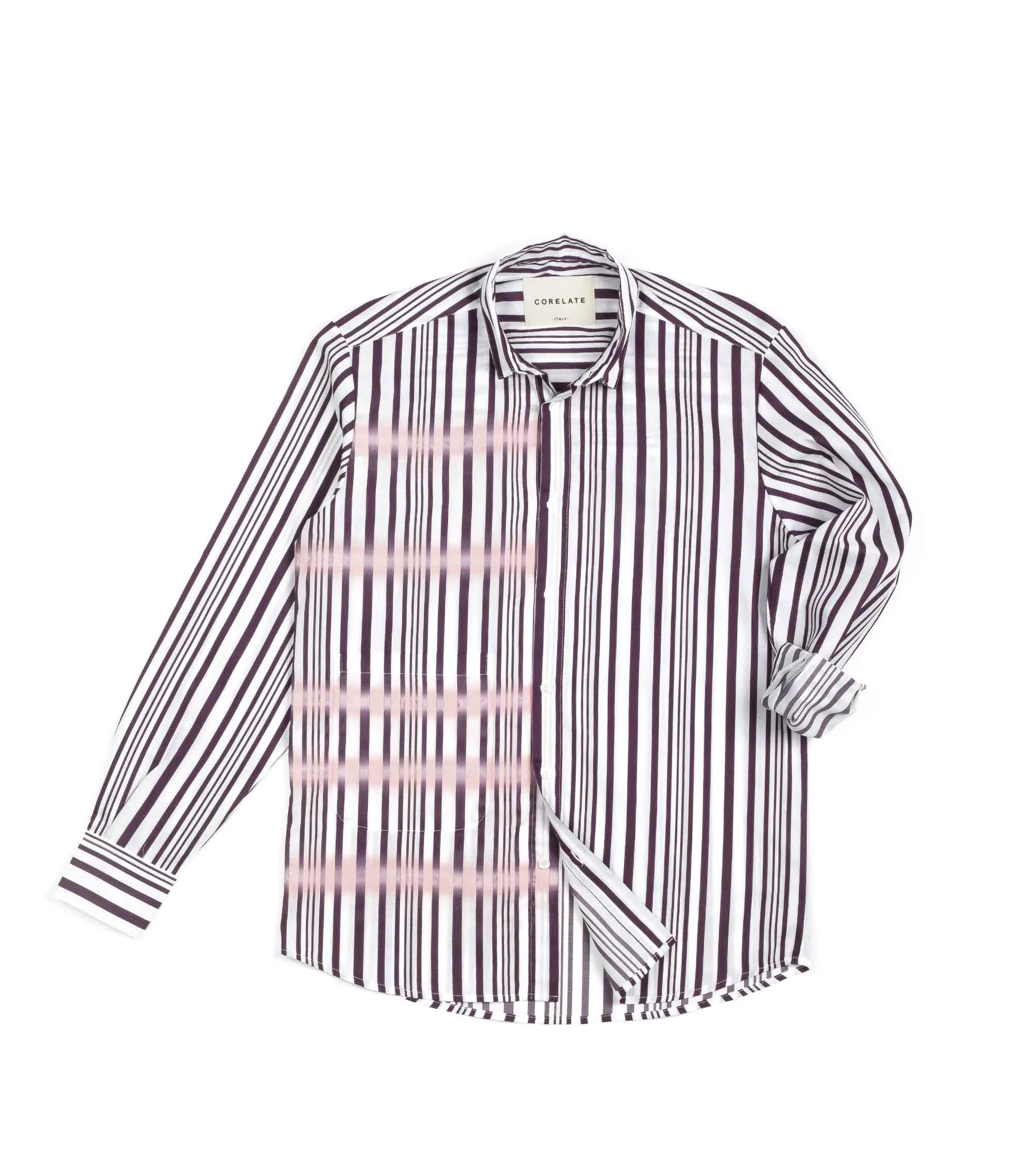 Core Late Camicia Over Righe Spray Bordeaux