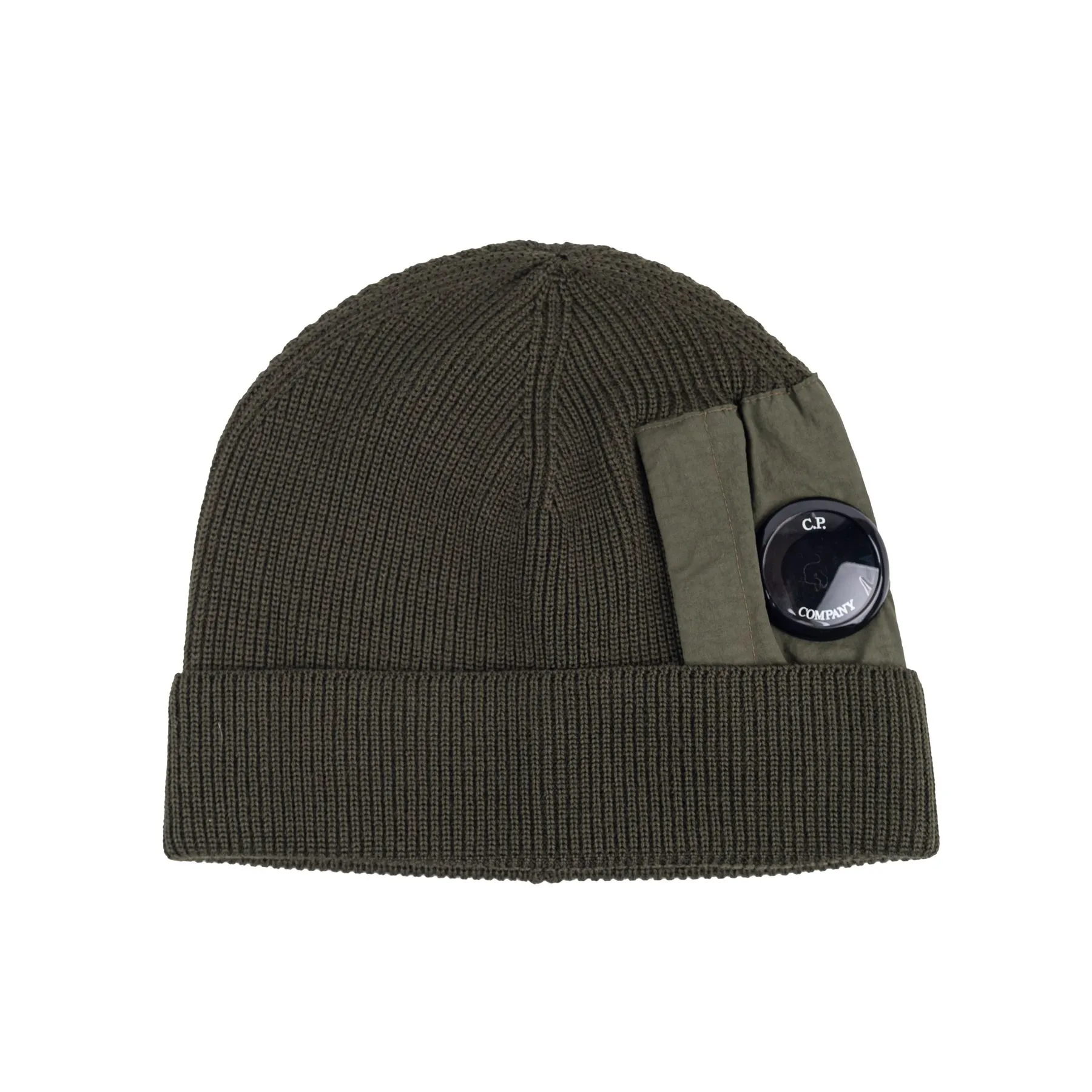 C.P. COMPANY EXTRAFINE MERINO WOOL SIDE LENS BEANIE 