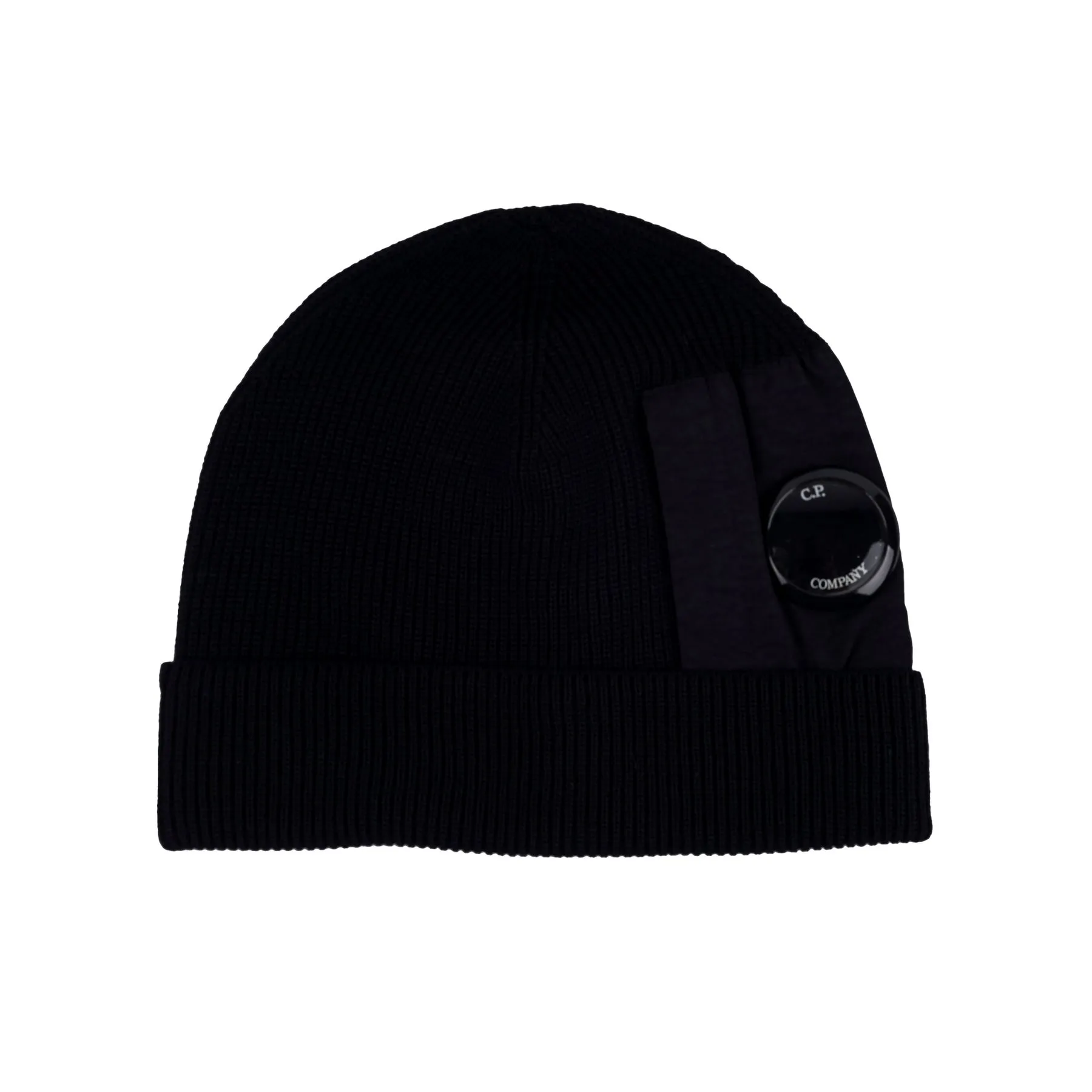 C.P. COMPANY EXTRAFINE MERINO WOOL SIDE LENS BEANIE 