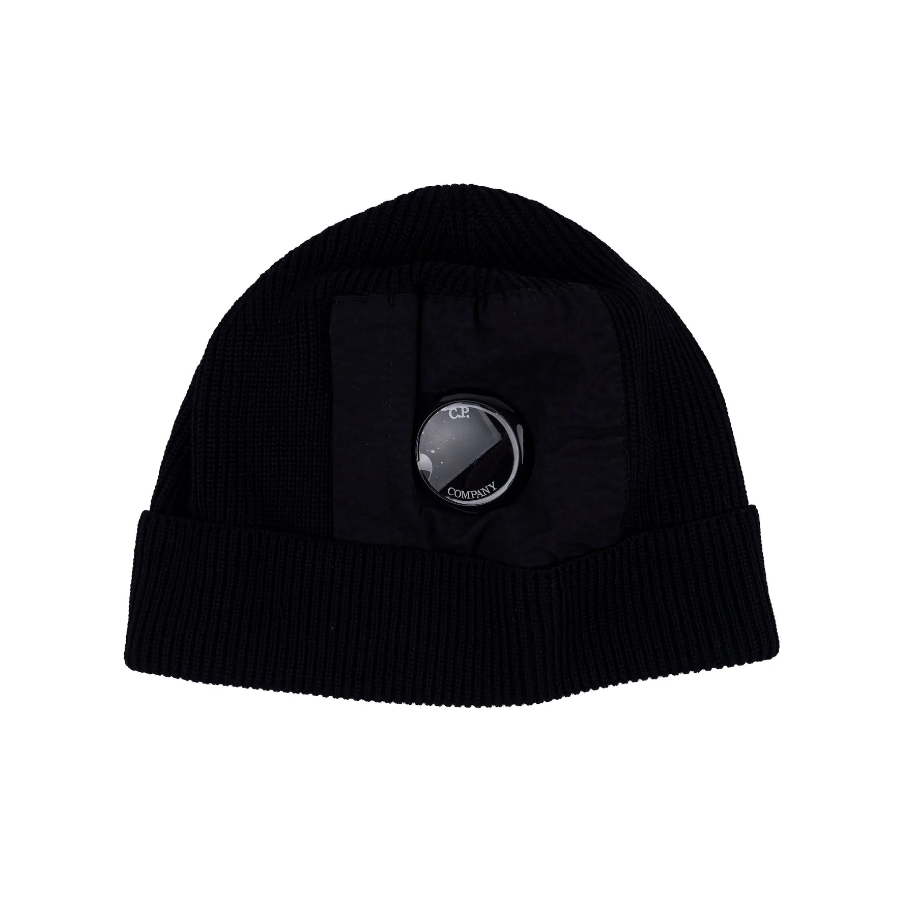 C.P. COMPANY EXTRAFINE MERINO WOOL SIDE LENS BEANIE 