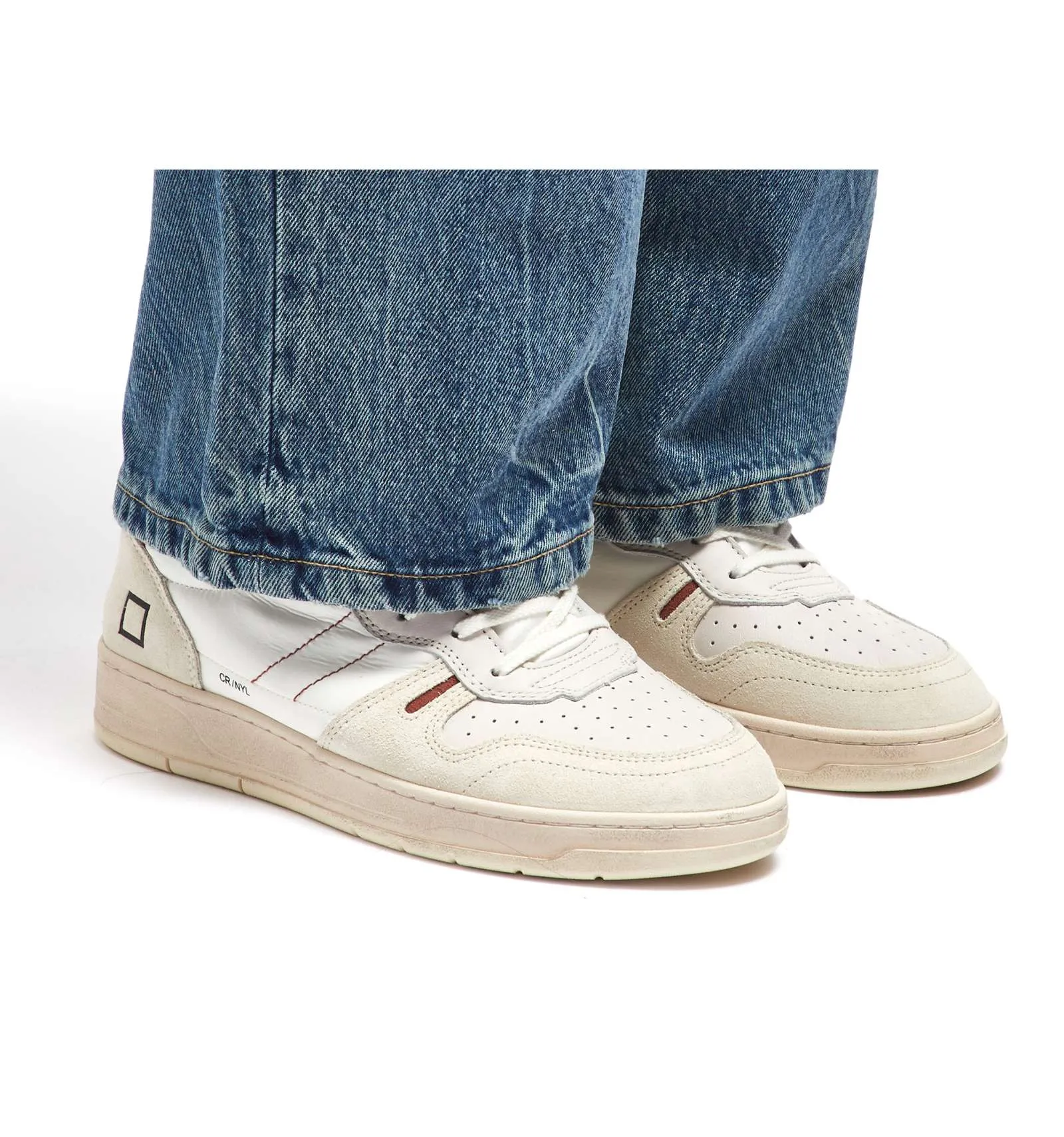D.A.T.E. uomo COURT 2.0 NYLON WHITE-BLUETTE scarpa sneakers bianco