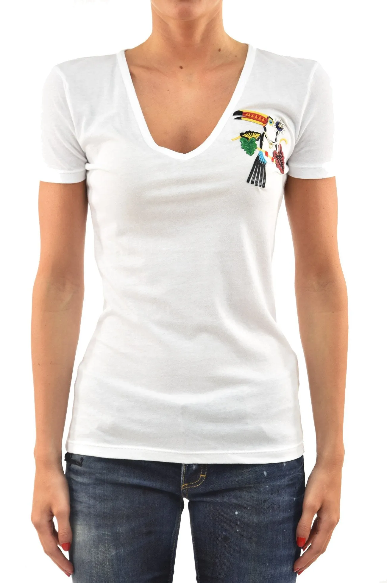 Dsquared2 T-Shirt Bianca Donna Cotone Logo Mod.S75GC0586S21441010